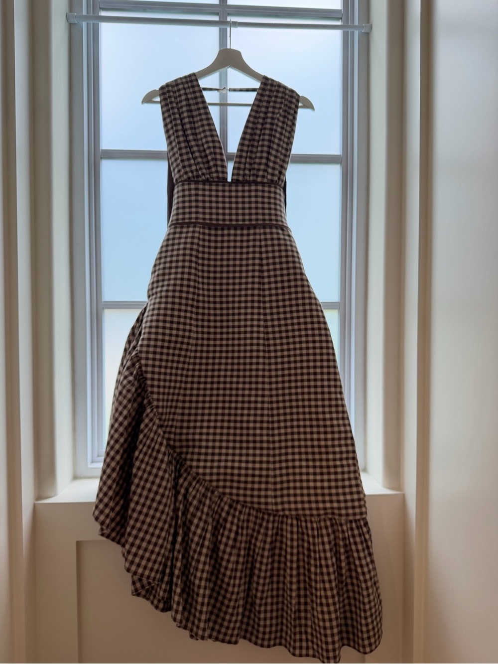 Couple Gwendolyn Asymmetrical Gingham Dress - Brown - Picture 5 of 10